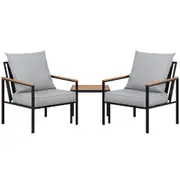 Outdoor Furniture Lounge Setting Bistro Chairs Table Patio Set - 3pcs