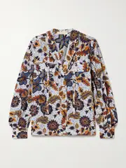[Ulla Johnson] Ulla Johnson - Florian Printed Silk Blouse - Blue - US0 US 0 Blue