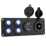 Waterproof Switch Panel 4.2A Dual USB Socket Charger for Car Boat Marine RV ATV