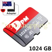 DPM 1024GB 1TB GREY/RED Micro SD TF Card, A1 XC MicroSD Adapter Memory Storage