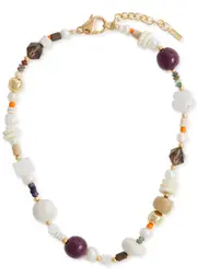 Eliou Kruze Embellished Gold-plated Necklace - Purple ONE SIZE