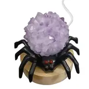 Glowing Halloween Decorative Amethyst Lamp Crystal Night Light With Wooden Base