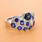 Natural Blue Sapphire , Ruby and Diamond Ring in 14K White Gold, Gemstone Fine