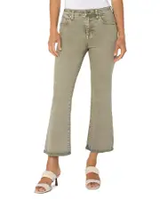 Liverpool Los Angeles Hannah High Rise Cropped Flare Leg Jeans in Mineral Laurel Olive
