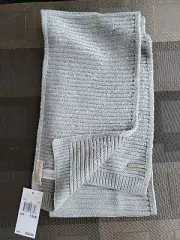 Michael Kors Ribbed Knit Sequin Sparkle Embellished Gray Silver Scarf Wrap