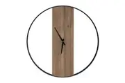 MIUZ Minimalist Round Wall Clock, Metal & Wood, Silent Non-Ticking Quartz, Modern Home Office Decor,