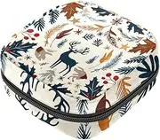 Period Bag,Sanitary Napkin Storage Bag,Christmas Snow and Funny Deer,Tampon Bag for Purse