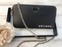 在飛比找Yahoo!奇摩拍賣優惠-《真愛名牌精品》Prada 1DH010 黑防刮牛皮銀三角 