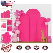 Versatile Hot Pink Arch Backdrop Covers - Set of 3 for Weddings & Parties