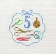 Lauren Bloch Twelve Days Needlepoint #5 Ornament Handpainted Needlepoint Canvas