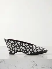 [KHAITE] KHAITE - Cloak Studded Leather Mules - Black - IT40 IT 40 Black