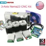〖US〗3 Axis USB CNC MACH3 Control Kit Nema23 Stepper Motor 270oz-in TB6600 Driver