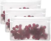 uxcell 11"x2"x10.6" Reusable Freezer Bag, 3 Pcs Leakproof Zip Food Storage Stand Up Bags Fridge Snack Vegetable Fruit Ice Container for Long-Lasting Freshness, Transparent