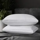 Goose Down Feather Pillows with 100% Cotton Cover, Thick Gusseted Bed Hotel C...