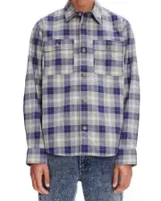 A.P.C. Bastian Plaid Two-Pocket Button-Up Overshirt Blue/Grey Multi-2XL