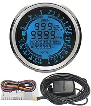 ELING 6-in-1 Multi-Functional Gauge Meter GPS Speedometer Tachometer Hour Water Temp Fuel Level Oil Pressure Voltmeter 10Bar 12V 3-3/8" with Backlight