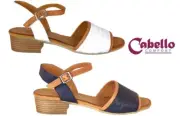Cabello Comfort soft leather low heel sandals Cabello Shoes Cherish Navy White