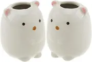 HOOTNEE 2pcs Ceramic Toothpick Holder and Toothbrush Stand Cute Cartoon Design for Home Decor Practical Toothpick Dispenser and Single Toothbrush Base Housewarming Present