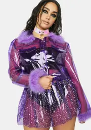 Plus Grape Planet Her Vinyl Trucker Jacket