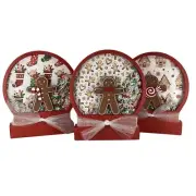 AGD Christmas Decor - Gingerbread Man Dry Snow Globe Wood Shaker 3pc Set
