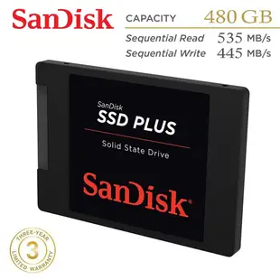 SANDISK 480G SSD Plus 2.5吋 SATAIII 固態硬碟 G26 535 MB/s 現貨 廠商直送