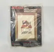 Vtg Bucilla Painted Needlepoint Miniature Sewing Machine Print Kit #60372 NIP