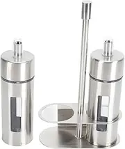 Oil and Vinegar Cruet Set, 80ml Capacity 304 Stainless Steel Oil Bottles with Transparent Window Design, Lid, Nozzle, Oil Dispenser Bottle for Table Decor, Cooking, Barbecue
