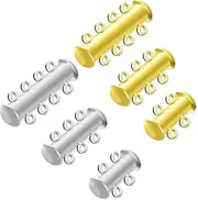 [HAIKING] Layered Jewelry Clasps, 6 PCS Golden & Silver Magnetic Necklaces Bracelet Connectors (3 Sizes)