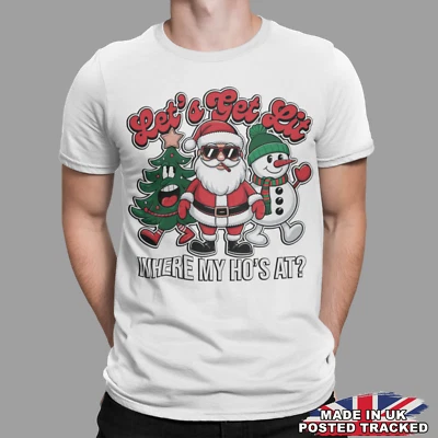 Christmas Design T-shirt Xmas Santa Unisex Retro Novelty Funny Tee Gift UK 6