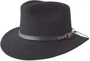 [Jacaru] 1849 Men's Australian Wool Crushable Travel Genuine Trilby Fedora Hat, Black, XX-Large (62-63cm)