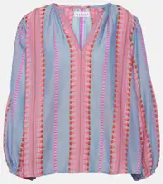 [Velvet] Velvet Isla embroidered cotton blouse AU 16 blue