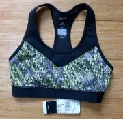 Adidas Black Green Snakeskin Climalite Techfit Sports Bra Yoga Pilates S NWT $30