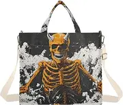 [XYMZR] Skeleton Cloud Corduroy Tote Bag for Women Large Shoulder Bag with Pockets for Beach Work Travel Shopping S