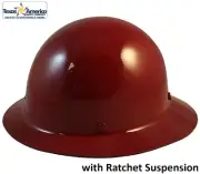 MSA Skullgard Full Brim Hard Hat With Ratchet Suspension - Maroon