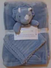 Boys Tahari Baby 2 Pc Blue Soft Plush Baby & Rhinoceros Security Blanket Lovey