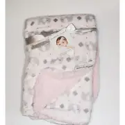 Blankets and Beyond pink white blanket Gray elephant new