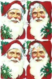 Mamelok English Embossed Scrap Die Cut - Colorful Christmas Santa's 787
