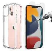 For Apple iPhone 13 Pro Case Cover and Tempered Glass Screen Protector Clear