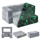 Kids Couch Modular Toddler Couch, Glow in The Dark 3 in 1 Fold Out Kids Sofa ...