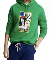 Polo Ralph Lauren Men's Green 92 Ski Graphic Fleece Pullover Hoodie Men's SZ 2XL