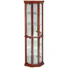 Coaster Glass Corner Curio Cabinet with 6-Shelf Medium Brown