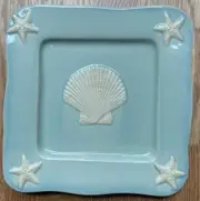 2 Home Studio Shoreline Collection Salad Plates 9” Square Coastal Beach Decor
