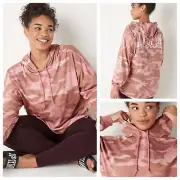 VS VICTORIAS SECRET PINK VARSITY PULLOVER HOODIE TEE SWEATER TOP DAMSEL CAMO L