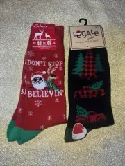 Men's Holiday Super Soft Crew Socks (7-12) 2 Pairs New