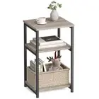 Side Table, Small End Table, Tall Nightstand for Living Greige + Classic Black