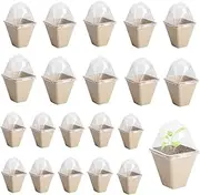Xinghonyac 20 Pcs Seedlings Pots, Degradable Garden Germination Nursery Pot with Vent Humidity Lid, Eco-Friendly Peat Pots, Square Seed Starter Pots for Plants, Flowers, Vegetables (8cm)