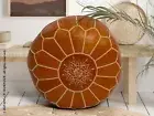 New Wonderful Handmade 24'' Footrest Goat Leather Pouffe Vintage Moroccan