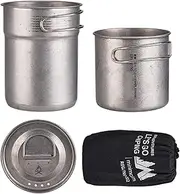 Portable Camping Pot Set, Stainless Steel Cooking Tool, Two Folding Camping Pots with Handle for Outdoor, Backpacking, Picnic, Emergencies, Travel 4.72x5.91 Inch