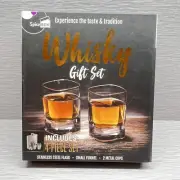 Gift Set Stainless Steel 7oz Pocket Alcohol ￼Flask, Funnel, Cups & Whiskey Guide