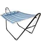 2-Person Quilted Hammock with Universal Steel Stand - Misty Beach by Sunnydaze